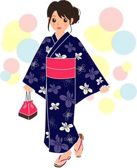 Elegant Floral Kimono with Vibrant Accents PNG