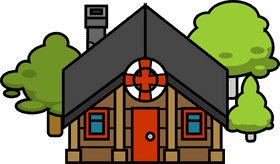 Cozy Cottage House Surrounded by Trees PNG