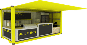 Shipping Container Juice Box Stand PNG
