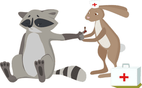Doctor Rabbit's Care for the Sad Raccoon PNG