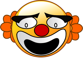 Joyful Emoticon of a Clown Face PNG