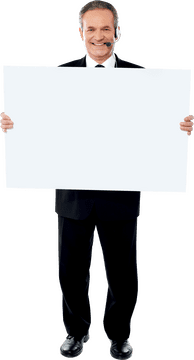 Professional Speaker Holding a Blank Banner PNG