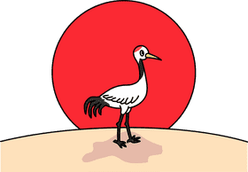 Elegant Crane Against a Glowing Sunrise PNG