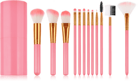 Elegant Pink Makeup Brush Set for Flawless Application PNG