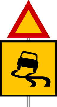Slippery Conditions Ahead Caution Road Sign PNG