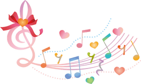 Whimsical Music Notes with Love and Color PNG