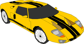Stylish Yellow Sports Car with Stripes PNG