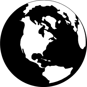 Monochrome Globe of Diverse Continents PNG