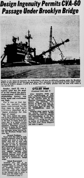 Navy Engineering Triumph CVA-60 Under Brooklyn Bridge PNG