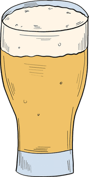 Refreshing Beer Glass with a Creamy Head PNG