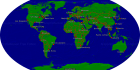 Interactive World Map of Major Cities PNG