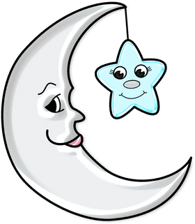 Smiling Moon and Friendly Star PNG
