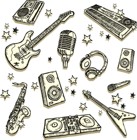 Keyboard Harmony with Musical Elements PNG