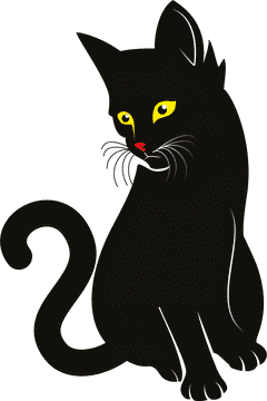 Mystical Midnight Cat with Enchanting Eyes PNG