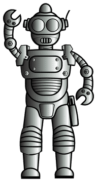 Friendly Retro Robot Helper PNG