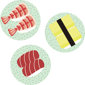 Sushi Delight A Colorful Platter of Freshness PNG