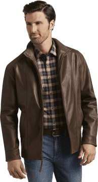 Stylish Brown Leather Jacket for Men PNG