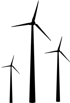 Wind Turbine Trio Against the Horizon PNG