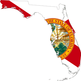 USA Map Highlighting Florida with State Flag PNG