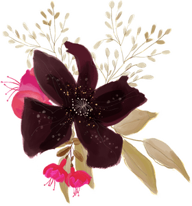Elegant Dark Flower Arrangement with Delicate Accents PNG