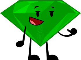 Cheerful Emerald Gemstone Character PNG