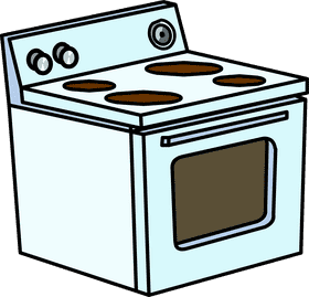 Modern Gas Stove with Four Burners PNG