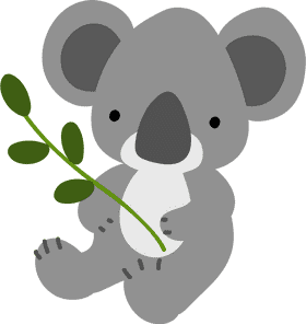 Adorable Koala Bear with Leafy Snack PNG