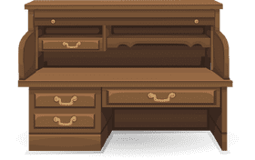 Elegant Wooden Desk Organizer for Home Office PNG