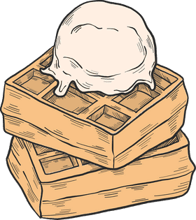 Delicious Waffle Delight with Creamy Topping PNG