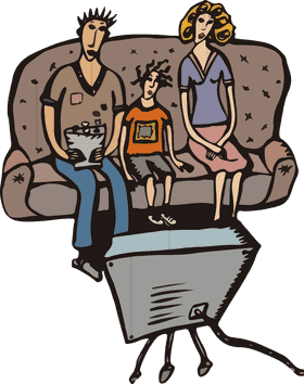 Family Night Together on the Couch PNG