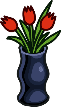 Elegant Vase with Vibrant Red Tulips PNG