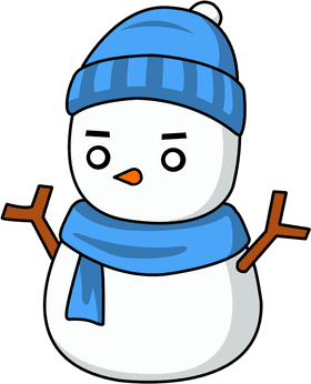 Charming Snowman with a Blue Hat and Scarf PNG