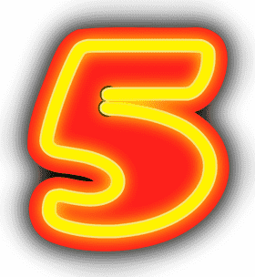 Bright Neon Sign Number Five PNG