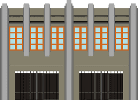 Prison Structure with Bars and Windows PNG