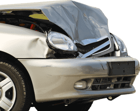 Damaged Car with Crushed Hood PNG