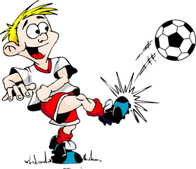 Excited Kid Kicking a Soccer Ball PNG