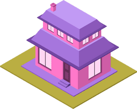 Charming Pink House with Elegant Roof PNG