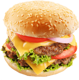 Delicious Layered Cheddar Burger Delight PNG