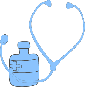 Stethoscope and Medicine Bottle Connection PNG
