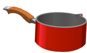Vibrant Red Cookware with Wooden Handle PNG