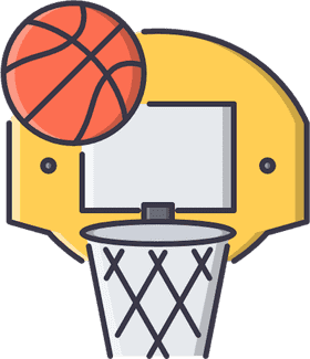 Basketball Hoop and Ball in Motion PNG