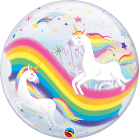 Whimsical Soap Bubble of Rainbow Unicorns PNG