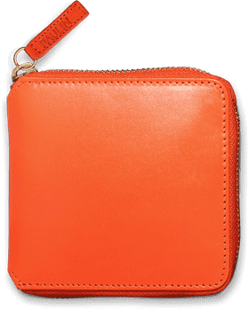 Vibrant Orange Leather Zip Wallet PNG