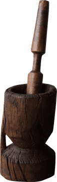 Rustic Wooden Mortar and Pestle for Grinding Spices PNG