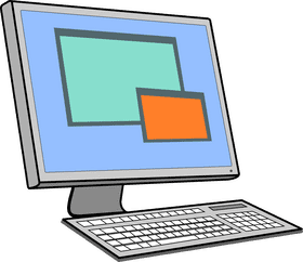 Computer Part Monitor with Dual Display Design PNG