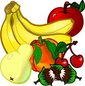 Vibrant Fruit Medley of Bananas and Apples PNG