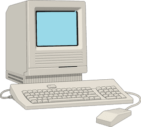Retro Computer Part Classic Monitor and Keyboard Set PNG