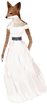 Elegant Fox in Bridal Gown PNG