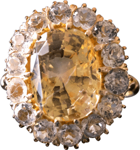 Radiant Golden Gemstone Elegance PNG