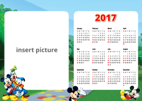 Mickey Mouse Themed 2017 Calendar for Memories PNG